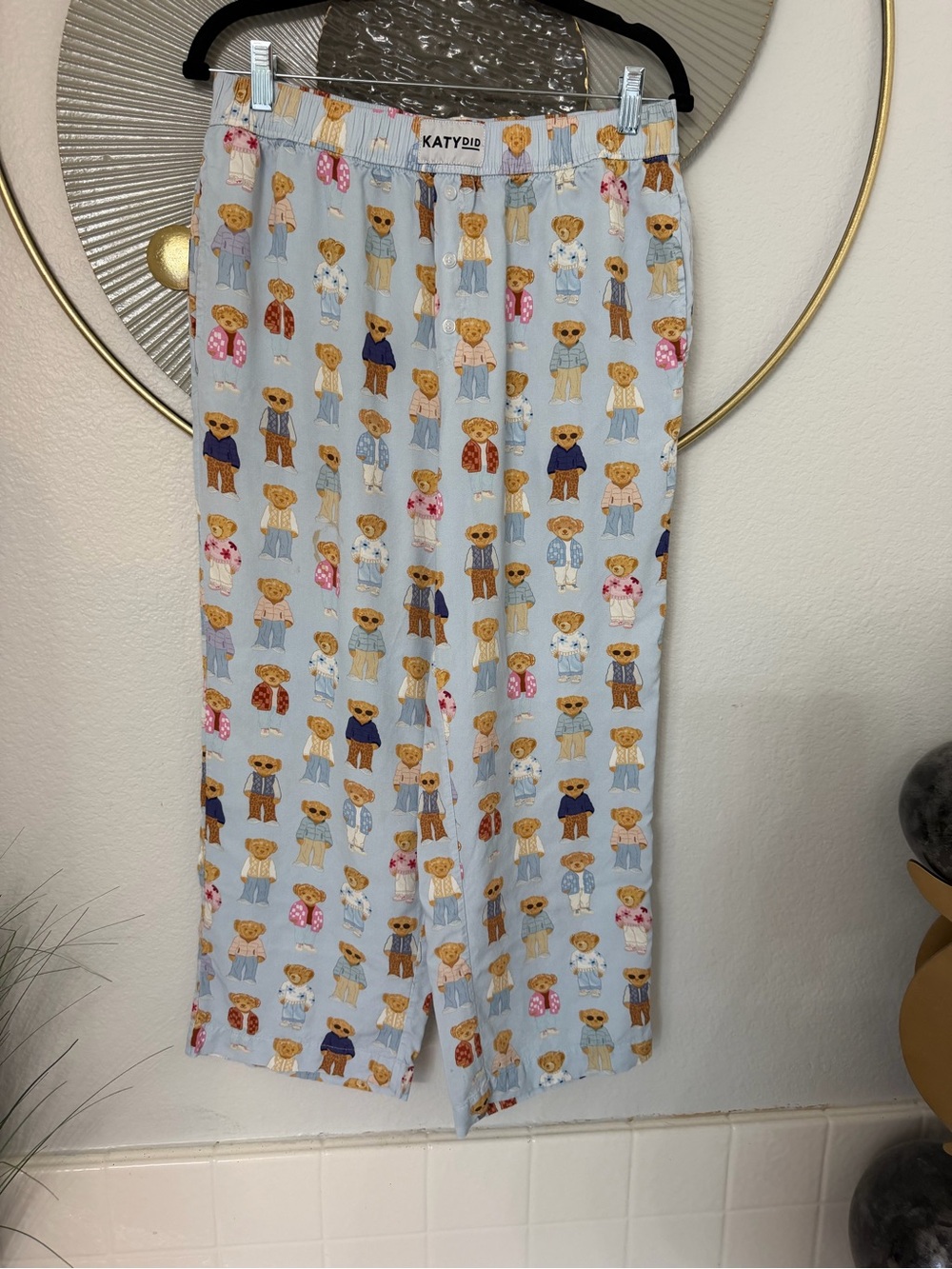 Katydid Light Blue Teddy Bear Print Pajama Pants